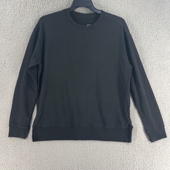 Boody Womens Top Sweater Bamboo Organic Cotton Active Weekend Crew Black Sz M - Picture 1 of 9